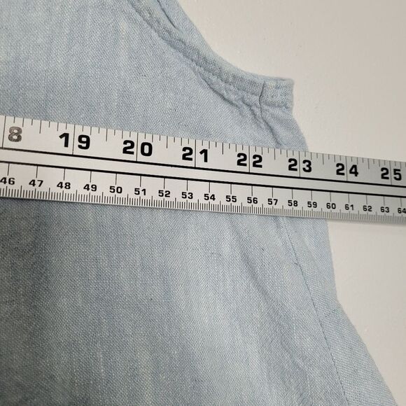 Charlie Paige blue linen partial open back ruffle boxy summer casual top size xl - Picture 5 of 8